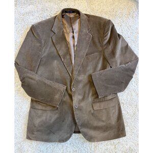 Alan Flusser Brown Corduroy Blazer 44R 2-Button Jacket Lined
